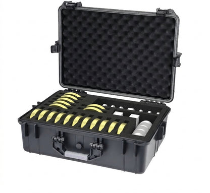 Valise Yobe Light Pro aménagée avec 18 supports et leurs coques de finition
