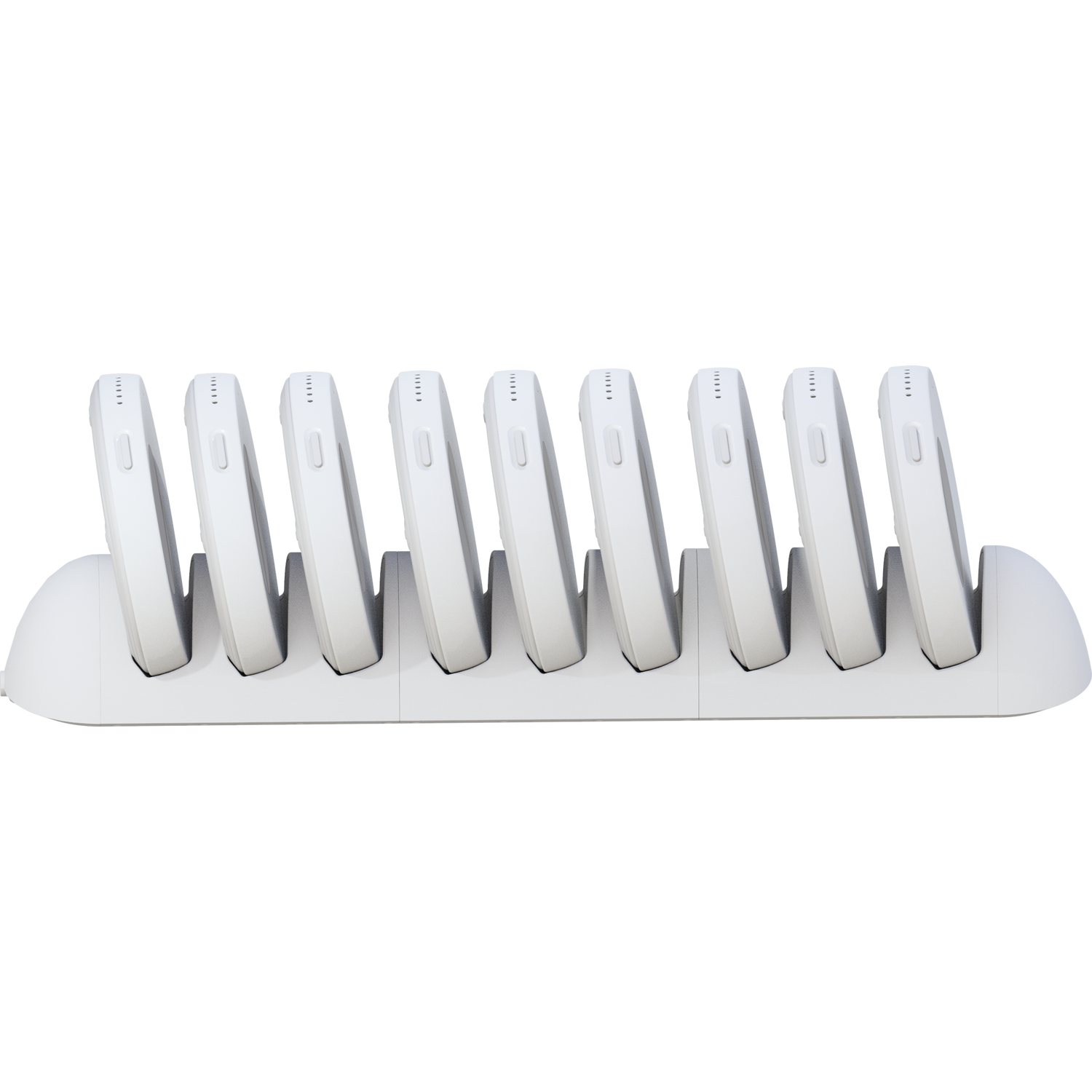 Chargeur yobe charger pro en configuration d'acceuil de 9 supports lumineux yobe light pro 
